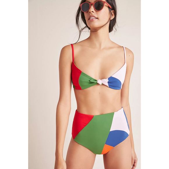 Mara Hoffman Other - Mara Hoffman Carla Lydia Colorblock High Waist Tie Front Bikini size Large